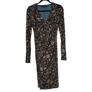 PERUVIAN CONNECTION | Women’s Ariana Stretch Faux Wrap Dress Persian Print Sz XS